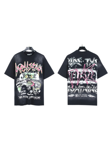 Car Interior Mirror Letter Print Washed Version Tee
