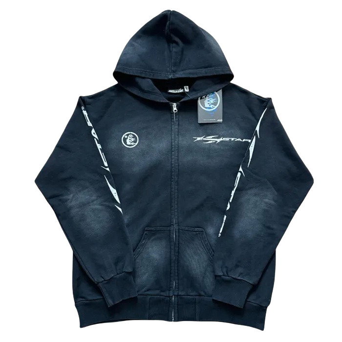 HS Monogram Logo Printed Ink Splash Zipper hoodie & pants set