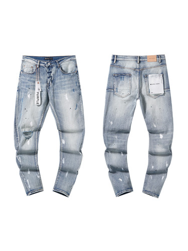 Knee crease ripped jeans
