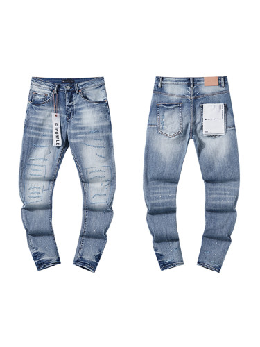 Knife cut distressed jeans