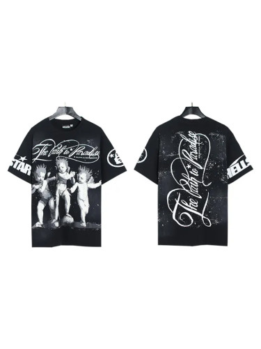 Three dancing little boys with curvy letters washed version tee