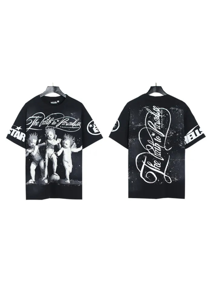 Three dancing little boys with curvy letters washed version tee