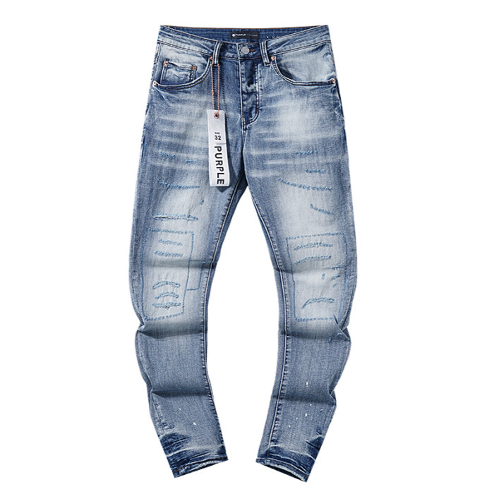 Knife cut distressed jeans