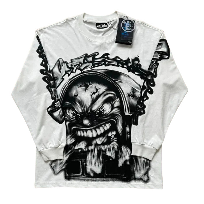 Back score printed long sleeve T-shirt