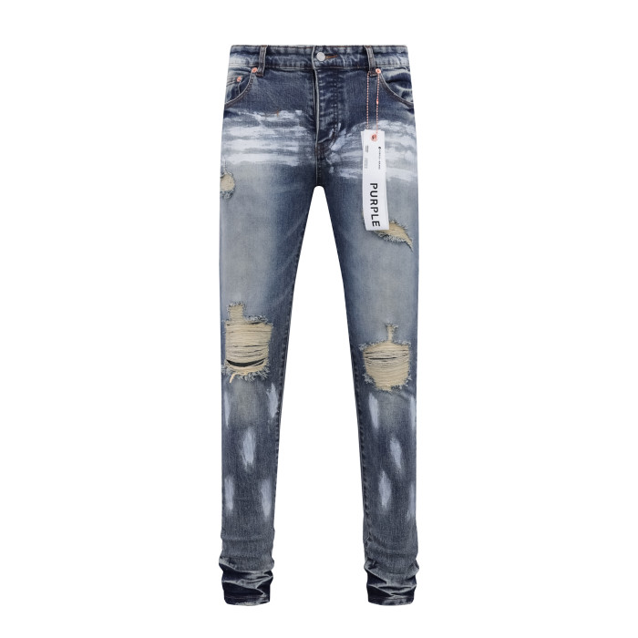 Rubbed and Aged Slim Fit Jeans