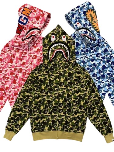 1:1 quality version Classic Shark Head Embroidered Hoodie 3 colors