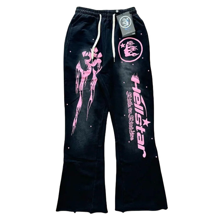 Gut Print Pollen Alphabet Washed Black hoodie & pants set