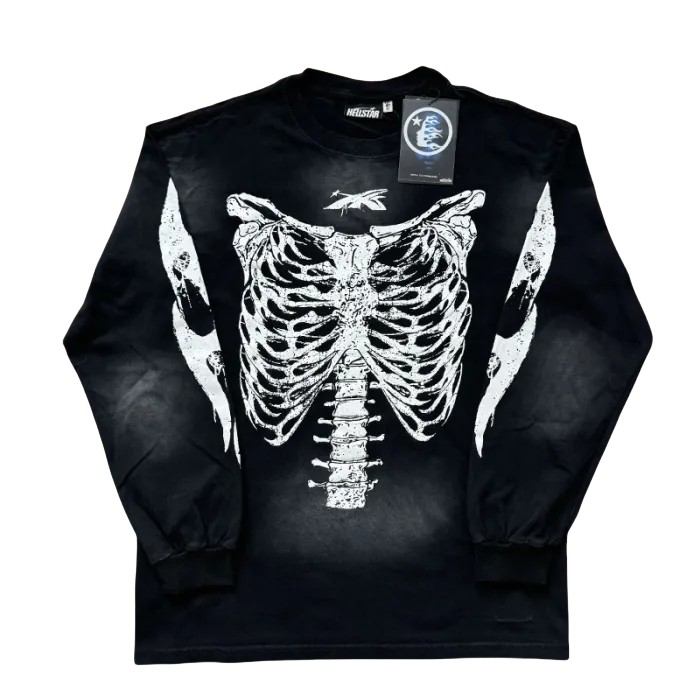 Ribbon Bone Print Long Sleeve T-Shirt