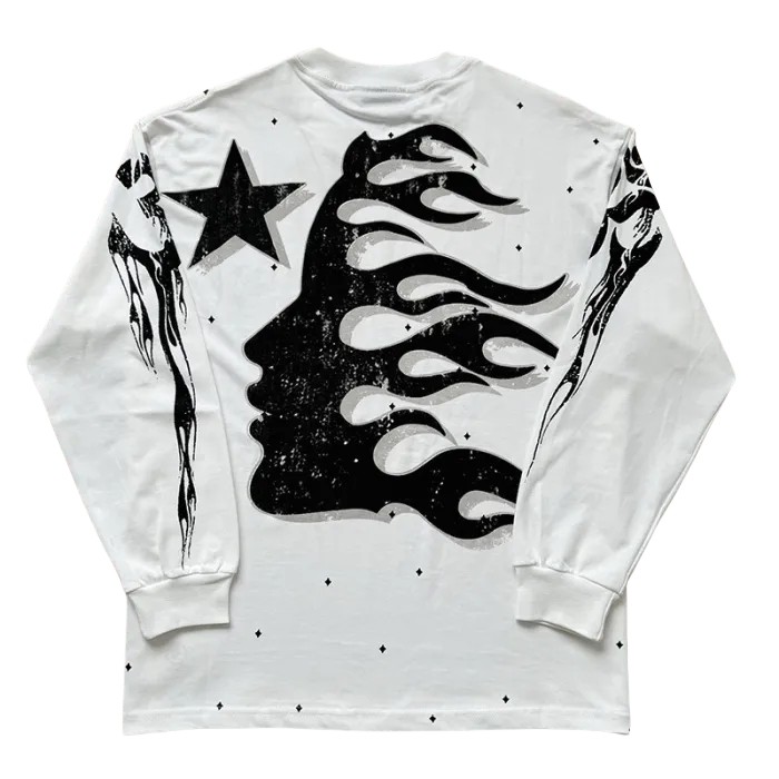 Full Star Portrait Printed Long Sleeve T-Shirt