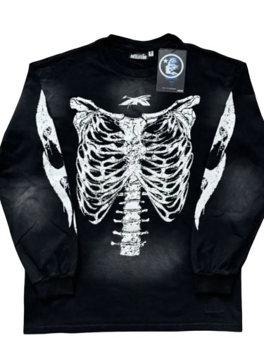 Ribbon Bone Print Long Sleeve T-Shirt