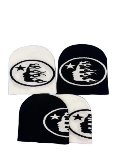 Circle Side Face Goddess Logo Jacquard Cold beanie 2 colors