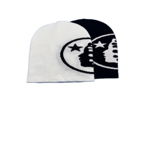 Circle Side Face Goddess Logo Jacquard Cold beanie 2 colors