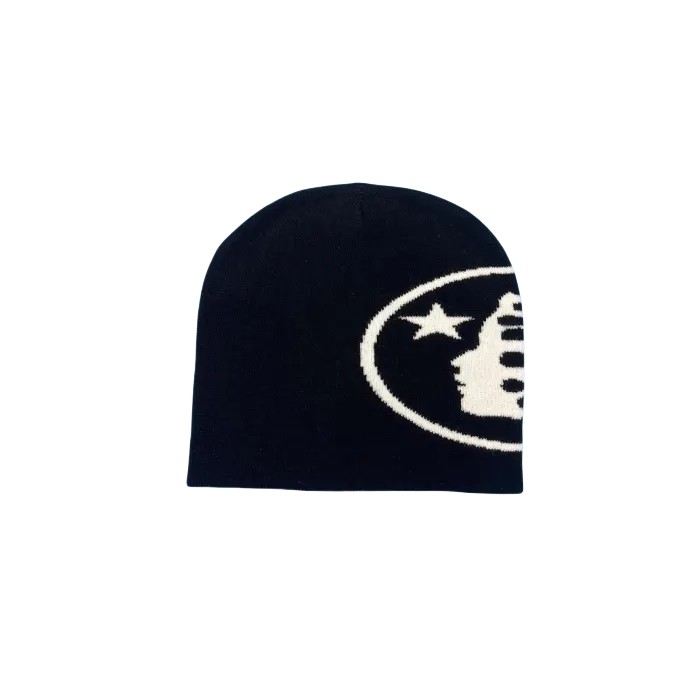 Circle Side Face Goddess Logo Jacquard Cold beanie 2 colors