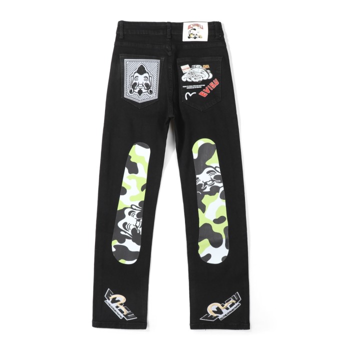 Graffiti camouflage print pocket embroidered jeans