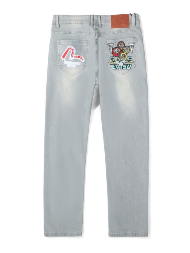 Dharma Dice Letter Embroidered Jeans