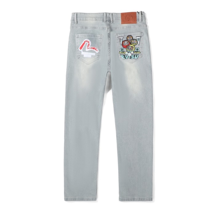 Dharma Dice Letter Embroidered Jeans