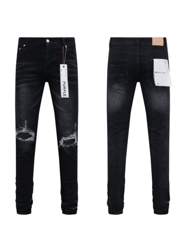 Double Knee Ripped Black Denim Jeans