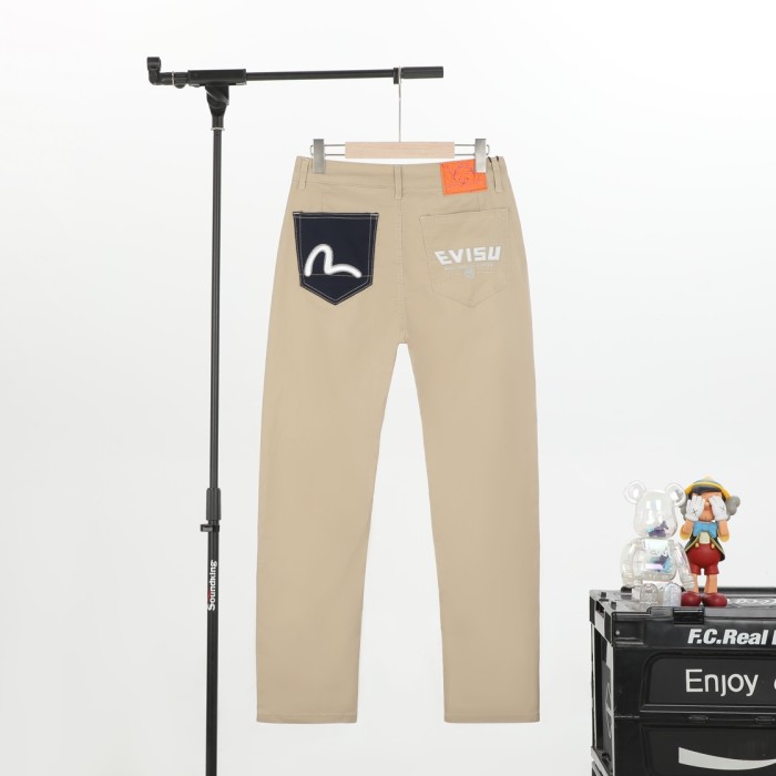 Seagull Embroidery Colorblocking Straight Leg Pants