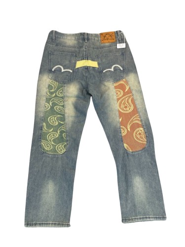 Cashew Flower Patchwork Aged Jeans