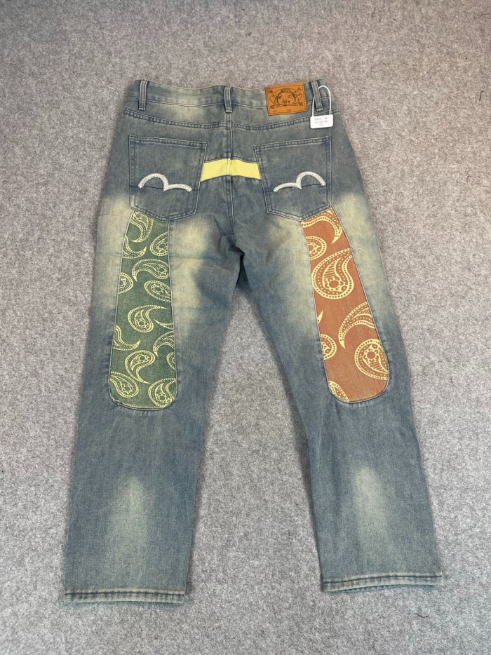 Cashew Flower Patchwork Aged Jeans