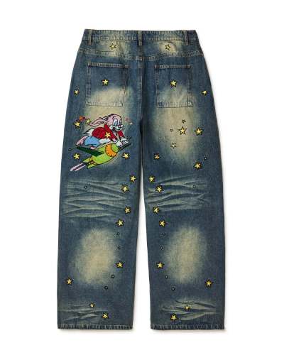 Soaring Bunny Embroidered Jeans