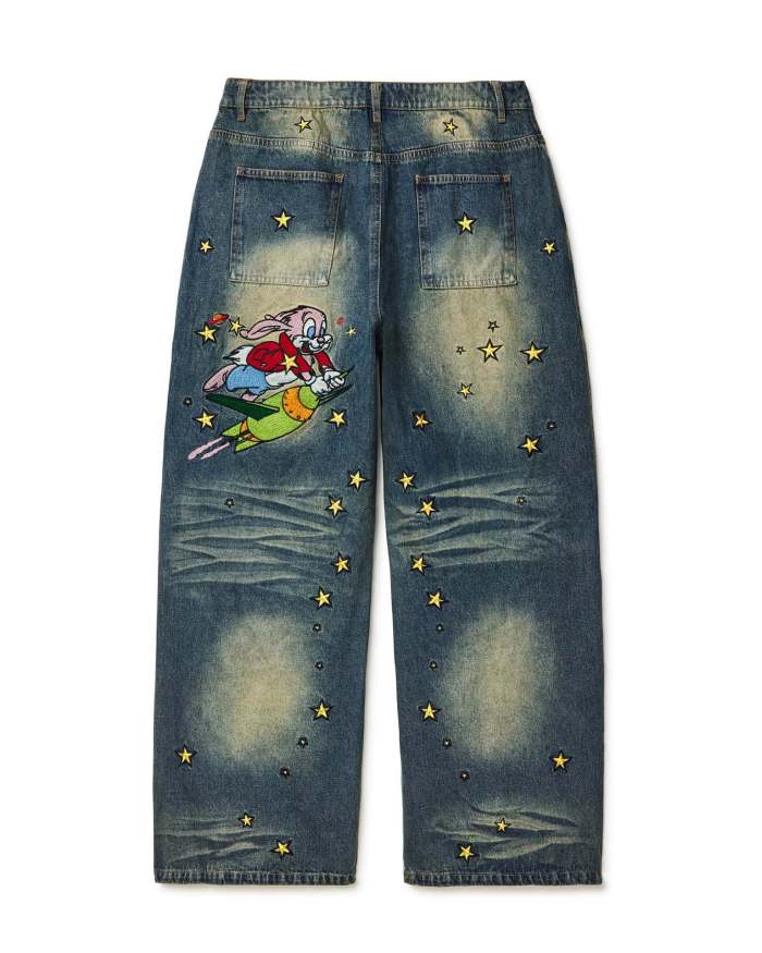 Soaring Bunny Embroidered Jeans