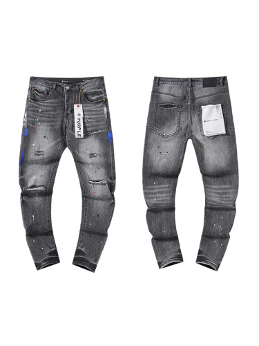 Colorful Ink Dot Knife Cut Jeans