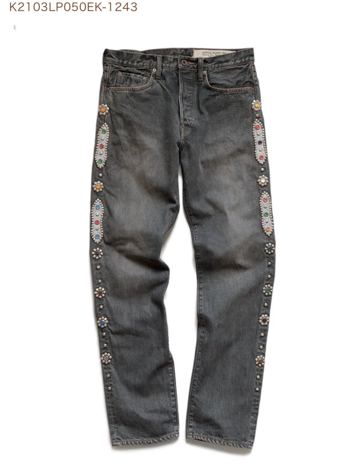 1:1 quality version Side Gem Flower Washed Version Jeans 2 colors