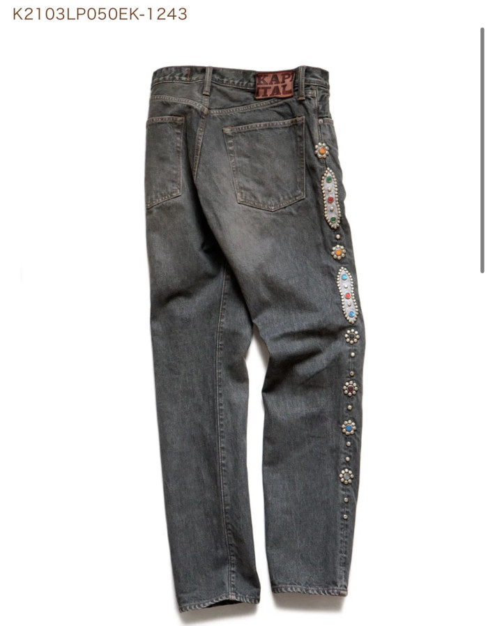 1:1 quality version Side Gem Flower Washed Version Jeans 2 colors