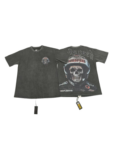 Racer Skull Flag Print Washed Version Tee