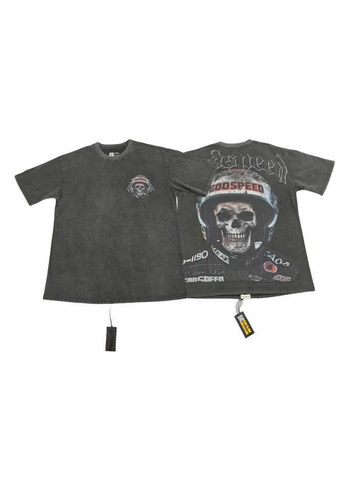 Racer Skull Flag Print Washed Version Tee
