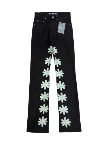 1:1 quality version Light Green Logo Embroidered Jeans