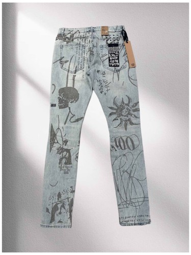 1:1 quality version Skull Sunflower Handpainted Jeans