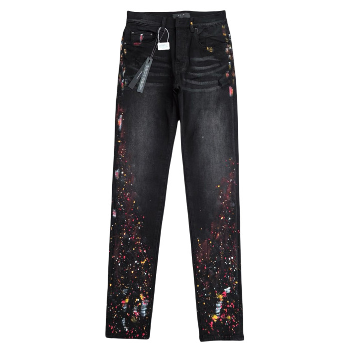   1:1 quality version Illusion Ink Splash Jeans