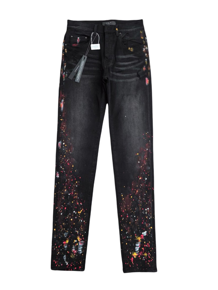  1:1 quality version Illusion Ink Splash Jeans
