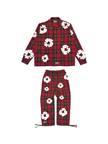 1:1 quality version Red and green plaid Shirt & Pants set