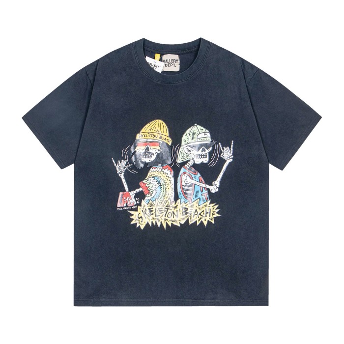 Hip Hop Skull Letter Print Washed Version Tee