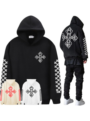 Cross Letter Totem Print hoodie 3 colors