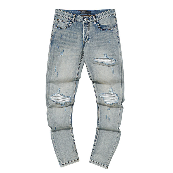 White Distressed Patch Jeans
