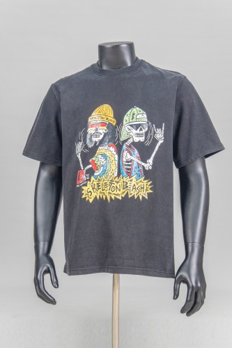 Hip Hop Skull Letter Print Washed Version Tee
