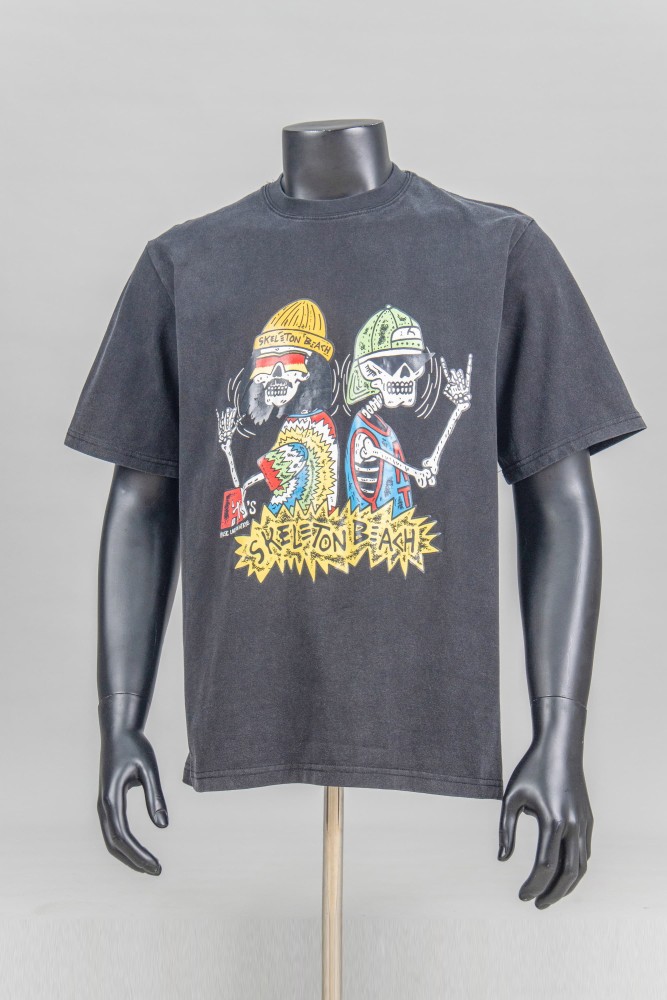 Hip Hop Skull Letter Print Washed Version Tee