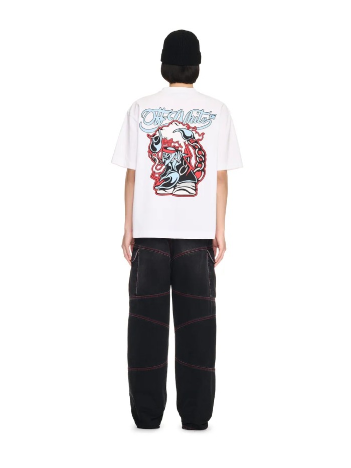 Cartoon Wizard Cow Head Letter Print Tee 2 colors