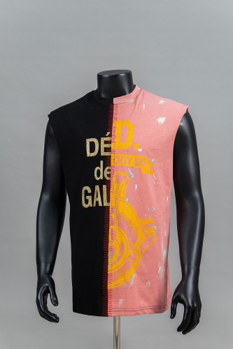 Black and Pink Colorblocking Ink Patchwork Vest