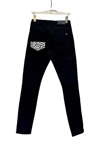 1:1 quality version Black And White Leopard Print Ripped Jeans