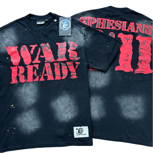 Graffiti Red Letter Side Face Double Printed Washed  Version Tee