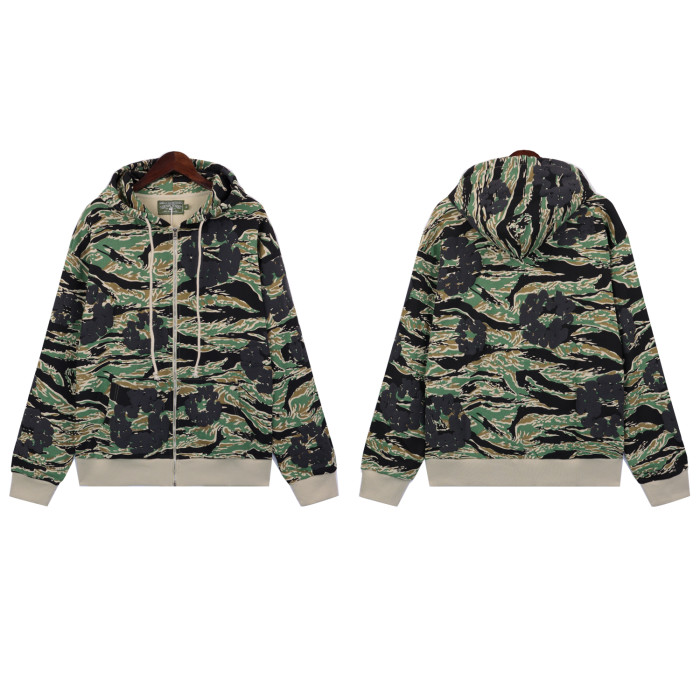 Zipper Style Camouflage Cotton Wreath Hoodie & Pants set 5 colors