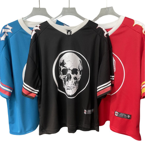 Skull Print Mesh Quick Dry Jersey Tee 3 colors