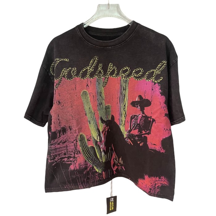 [Buy Two Get One Free]Western Skull Cowboy Cactus Logo Print Tee