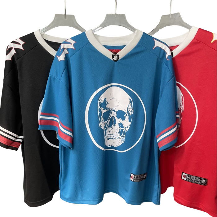 [Buy Two Get One Free]Skull Print Mesh Quick Dry Jersey Tee 6 colors