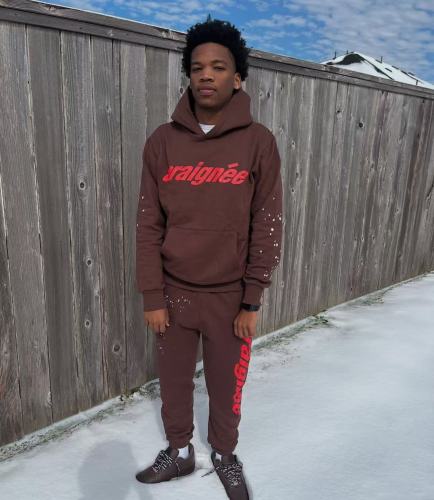 1:1 quality version French Character Dark Brown Hoodie & Pants Set